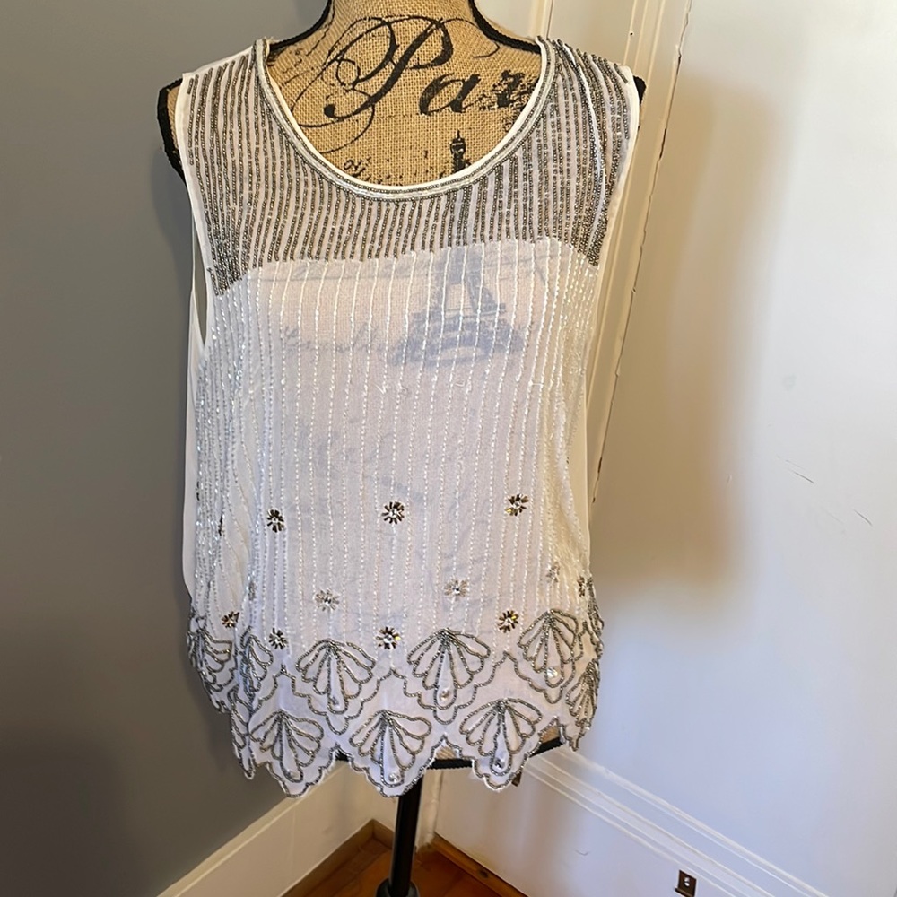 Bar III shear beaded top